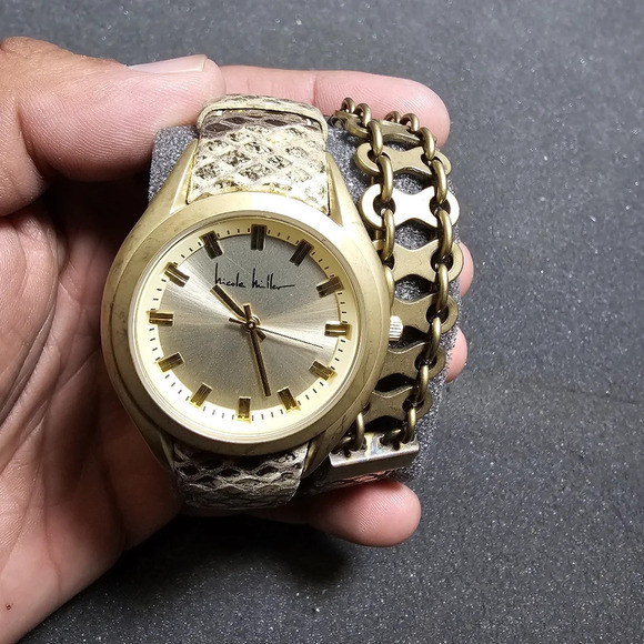 Nicole Miller Whitney Python-Embossed Leather Double-Wrap Strap 16" Quartz Watch - Picture 1 of 9
